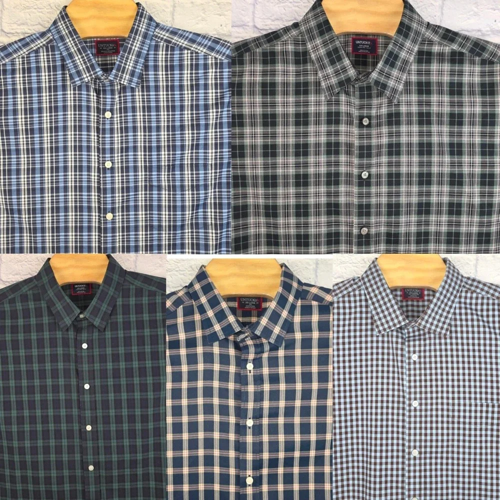 Lot Of 5 UNTUCKit Men Multicolor Plaid Long Sleeve Button Shirt 2XLT 2XL TALL - Picture 1 of 16